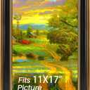 11x17 Picture Frame without Mat for 11x17 Photo/Print, High Definition Real Glass Wall Display (Ornate Gold/Black)