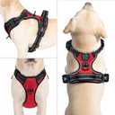PHOEPET No Pull Dog Harnesses for Small Dogs Reflective Adjustable Front Clip Vest with Handle 2 Metal Rings 2 Buckles [Easy to Put on & Take Off](S, Red)