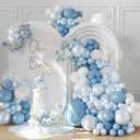 Dusty Blue Balloon Arch Kit 108Pcs Double Stuffed Balloons Garland Including Dusty Blue Pearl White Balloons Different Size for Birthday Baby Shower Bachelorette Party Decorations