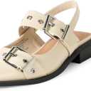 The Drop Women's Evie Moto Pointed Toe Flat (6.5, Cream)