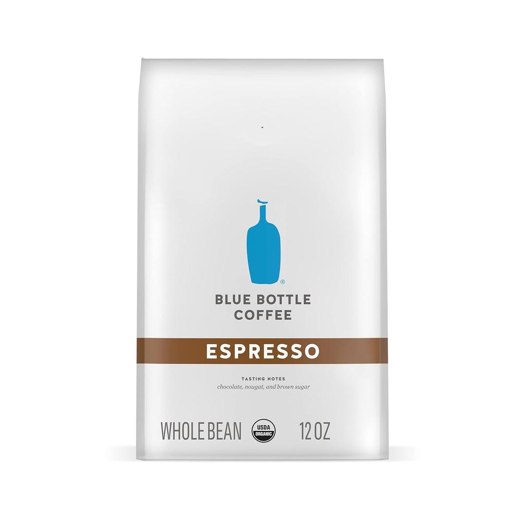 Blue Bottle Whole Bean Organic Coffee, Espresso, Dark Roast, 12 Ounce bag (Pack of 1) (EXP 08/02/26)