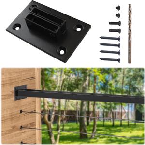 Muzata HT10 HL10 HT14 HL11 HL12 Flat Handrail Accessories - 2Pack End Brackets Universal Black Stainless Steel Handrail Support Wall Mount Base, HA34 BP4