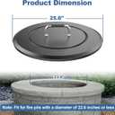 25.6 Inch Universal Fire Pit Lid Cover Round for Patio Outdoor Fire Pit Accessory, Heat Resistant Powder Coated Steel Firepit Cover with Handles for Firepit, Weatherproof for All Seasons