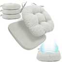 BUYUE Double-Layer Thickened Chair Cushions for Dining Chairs, Natural Latex Foam Support, 2-Faced Reversible Kitchen Seat Cushions, Practical Non-Slip Chair Pads, 4 PCS, Light Grey