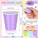 Yinkin 100 Pcs 2 oz Valentine's Day Cups Bulk Mini Conversation Heart Cups Small Plastic Candy Heart Shot Glasses with Stickers Valentine's Day Drinkware for Wedding Birthday Party Supplies