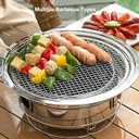 Korean BBQ Grill Charcoal, Small Charcoal Grill 13.7 Inches Portable Grill Stainless Steel Barbecue Grill Tabletop kbbq grill Outdoor Indoor Camping