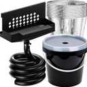 Rear Grease Drainage System for Blackstone Grease Catcher Upgrade,Grease Bucket with Transparent Lid,Grease Trap Funnel,12 Pack Foil Bucket Liners,Blackstone Griddle Accessories,Two Mounting Methods