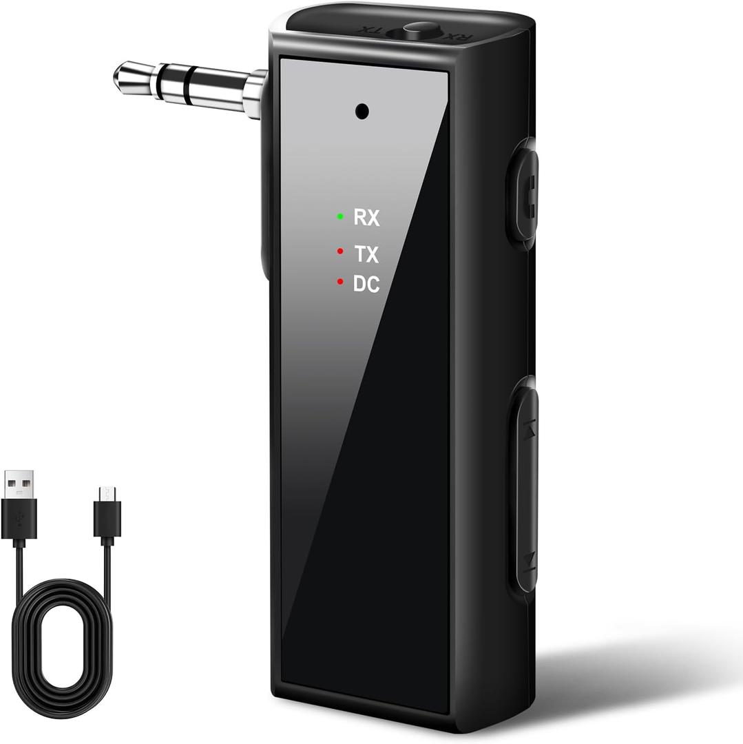 Creative.c Bluetooth Aux Adapter Compatible with PlayStation Portal Remote Player 5.1 Transmitter and Receiver 2 in 1 Wireless 3.5mm, Car TV Home Stereo System Headphones