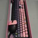 Wireless Keyboard and Mouse Combo, Cute Cat Mouse & Round Keycaps, 2.4G Silent Cordless with USB Receiver, Auto Sleep, for PC, Mac, Laptop (Gradient Pink)