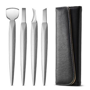 FERYES Pedicure Knife Ingrown Toenail Kit, 4 PCS Professional Pedicure Tool Kit, Top Notch Foot Blade (Leather Case Included)