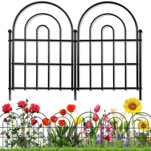24 Pack Decorative Garden Fence Animal Barrier: 17 in(H) x 24 ft(L) Border Flower Rabbit Garden Fencing Small Arched Rustproof Metal No Dig Fence Landscape Decor for Yard