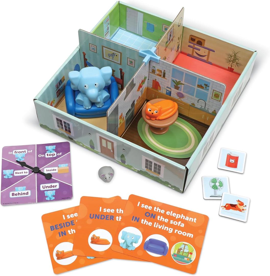 Learning Resources Elephant in the Room Positional Word Activity Set - Toddler Board Games, Language and Critical Thinking Skills, Sentence Building, Language Development, Gifts for Boys and Girls