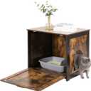 Dwanton Cat Litter Box Furniture Hidden, Cat Litter Box Enclosure, Reversible Entrance Can Be on Left or Right Side, Indoor Cabinet, Wooden Washroom, End Table, Nightstand, Rustic Brown, 23.6" L