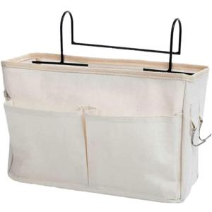 Bedside Storage Basket, Door Hanging Organizer, Storage Bag for Books, Phones- for Office, Home Storage-White