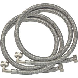 Eastman 41065 SS Washing Machine Hose Flexible with 90° Elbow, 3/4''X 3/4'', 1 Pair