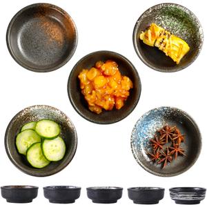 5 PC-Ceramic Sauce Dipping Bowl Set, Small Round Condiment Bowls, Appetizer Serving bowls for Sushi and Soy Sauce Dipping (5)