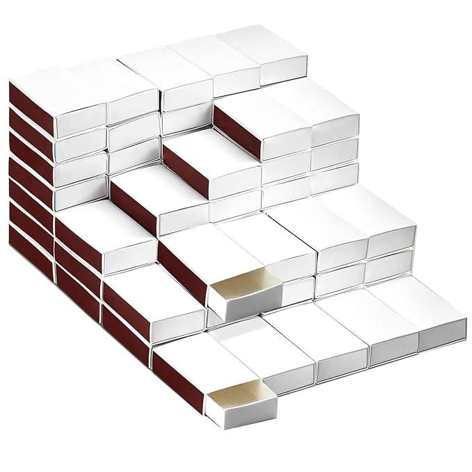 100pcs Blank Match Boxes, 2.25x1.42x0.59in Bulk Blank Matchboxes DIY White Storage Containers Holders Double-Sided Honeycomb Striker Wedding Bridal Baby Shower Birthday Party Favor, No Matches Included