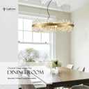 31.9" Gold Modern Crystal Chandelier Light Fixtures Luxury 2 Rings Crystal Chandeliers for Dining Room 16-Light Round Hanging Pendant Lighting for Living Room Kitchen Island Entryway Bedroom, Diameter 31.9", 16-Light