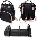 SNUGGY BABY Diaper Bag with Changing Station, Diaper Backpack with Changing Pad, Portable Diaper Organizer, Insulated Bottle Holders, Large Capacity, Water-Resistant Travel Bag (Black)