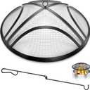 Fire Pit Spark Screen, Upgraded 27 Inch Outdoor Fire Pit Screen with Handle & Poker, Heavy-Duty Steel Fire Pit Cover Round Mesh Replacement Firepit Screen for Backyard/Beach/RV Camping