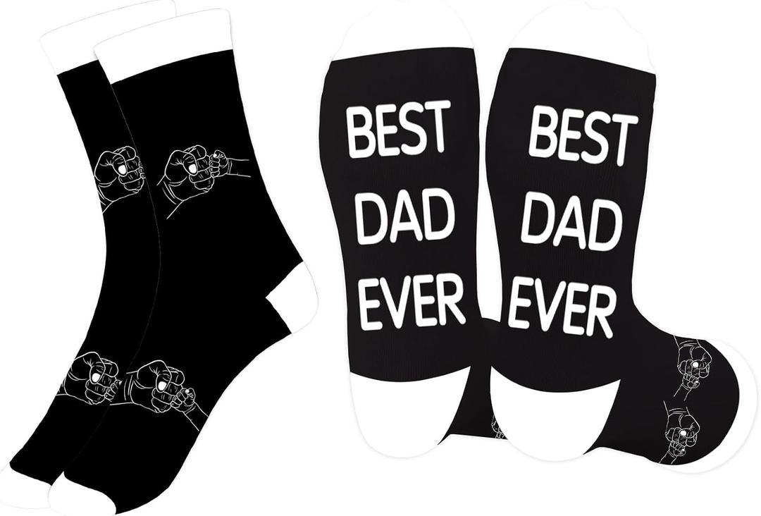 Fist Bump Gift for Dad - Father's Fathers Day for Dad Gifts,Dads Birthday Valentines Day Christmas Retirement Retired Gift from Daughter Son,Stocking Stuffers for Men,Worm Cosy Socks (One Size, Black)