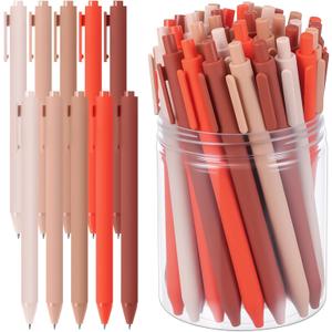 Crtiin 50 Pcs Gel Pens Bulk, 0.5mm Fine Point Black Ink Pens, Retractable Smooth Writing Quick Dry, Colored Aesthetic for School Office Journaling Supplies (Orange Series)