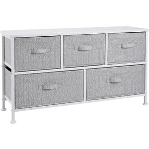 Amazon Basics Extra Wide Fabric 5-Drawer Storage Organizer Unit for Bedroom Closet, White