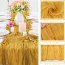 6 Pcs Mustard 35 x 120 Inches Long Cheesecloth Table Runner 10FT Runner for Tables Gauze Fabric Boho Table Runner Decoration Rustic Semi Sheer Runner for Wedding Baby Shower Birthday Party (Mustard)
