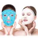 Ice Face Mask and Silicone Cover Set, Cooling Face Mask for Pain Relief, Migraine & Wisdom Tooth Surgery Reusable, Hot and Cold Ice Mask for Women Puffiness Swelling Beauty Spa (Blue)