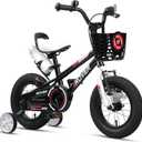 Glerc Rover Kids Bike, 12 Inch Boys Bike for 2-4 Years Old Children, Toddler Bicycle with Water Bottle & Basket & Training Wheels, Black