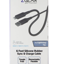 ZGEAR SILICONE CABLE LIGHTNING 6FT GREY