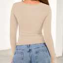 BTFBM Womens Tops 2025 Fall Clothes Long Sleeve T Shirts Boat Neck Ruched Slim Fit Casual Stretchy Going Out Outfits (Beige, S)