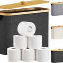 Lifewit Toilet Paper Storage Basket with Bamboo Lid, Holds 9 to 12 Rolls, Free Standing Toilet Paper Holder Stand, Bathroom Organizer Box Container Cabinet Bin, Medium, 1 Pack, Drak Gray (23L)