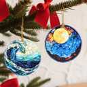 Christmas Ornaments, 2.8 Inch Ceramic Hanging Ornament, Christmas Tree Ornaments, Xmas Decorations, Holiday Decorations, Holiday Party Gifts, and Xmas Gift Ideas - Full Moon