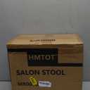 Round Rolling Stools PU Leather Seat Height Adjustable Swivel Stool with Wheels Black