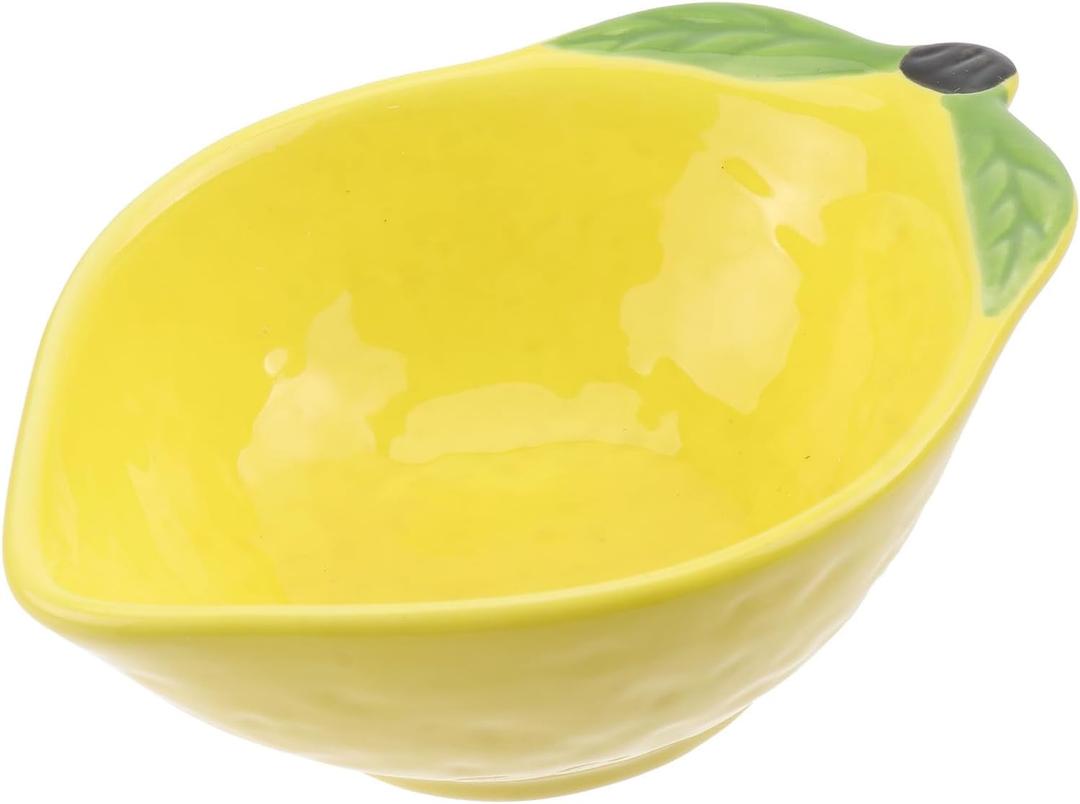 UPKOCH Ceramic Lemon Shape Dessert Bowl, Stylish Appetizer Platter for Snacks and Salads,Nuts, Yogurt Bowl, Microwave Safe, Ideal as Baby Feeding Bowl, Prep Meal, Side Dishes, 12.38.74.3CM