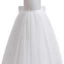 Glamulice Flower Girls Satin Bridesmaid Dress V Open Back Long A Line Wedding Pageant Dresses Princess Party Ball Gown, 6 Years