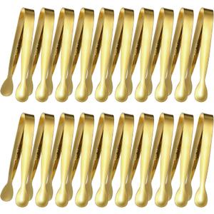 20 Pcs Small Gold Serving Tongs Stainless Steel Mini Appetizers Grabbers Metal Buffet Food Tong Versatile Kitchen Utensils for Parties Coffee Bar Salad Fruit Candy Tacos Charcuterie Sugar