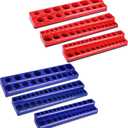 Magnetic Socket Organizer Holder 6-Piece (1/4 In, 3/8 In, 1/2 In Drive Metric SAE) Magnet Socket Rail Trays Storage Set Holds 143 Sockets for Tool Box Drawer