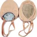 DANCEYOU Pirouette Lyrical Leather Half Sole Ballet Jazz Contemporary Practice Turning Dance Shoes Girls Women Boy Men, Size XS