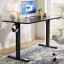 HUANUO Electric Standing Desk, Whole Piece Desktop, Adjustable Height Computer Desks, 4 Height Memory Settings, Sit Stand Up Desk for Home Office, 48" x 24", Black