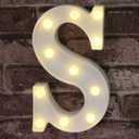 Pooqla LED Marquee Letter Lights Sign, Light Up Alphabet Letter for Home Party Wedding Decoration S (Letter S, Warm White)
