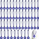 Jexine 50 Pcs Turkish Blue Evil Eye Beads Charms Evil Eye Pendants Crafting Glass Beads Wall Car Mirror Hanging Decor with Ropes for Home Decorative Ornaments Keychain Jewelry (1'')
