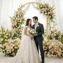 7.2FT Metal Wedding Arch Backdrop Stand,Stable Balloon Arch Frame for Wedding Ceremony Birthday Party Baby Shower Graduation Anniversary Floral Decoration,Gold
