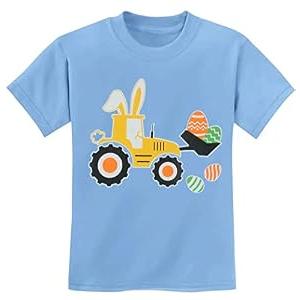 Easter Shirt for Boys Girls Eggs Tractor Tops Toddler Little Kids Easter Oufit Bunny Truck T-Shirt, 140