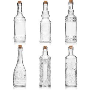 Assorted Clear Glass Bottles with Corks, 6 Pack, 2.5in X 9in, 16oz