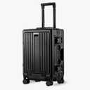Carry On Luggage 20 Inch, Aluminum Frame Zipperless Luggage, ABS+PC Hard Shell Suitcases, Carry On with Compartment for Short Trips, Suitcase Carry-on TSA Approved (Black)