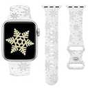 Wearlizer Christmas Snowflakes Engraved Band Compatible with Apple Watch Band 41/38/40/42/45/44/46/49mm Cute Strap Soft Silicone Sport Band for iWatch Ultra Series 11/10/9/8/7/6/5/4/3/2/1/SE (Black)