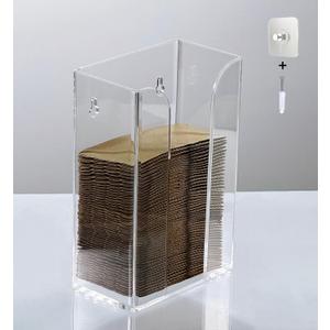2 x IEEK Coffee Cup Sleeve Holder, Clear Acrylic Coffee Collar Organizer for Bulk Storage,Kraft Paper Cup Sleeves Rack Dispenser Countertop and Wall Mount Disposable Cup Sleeves organizer