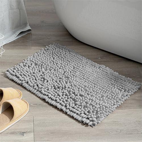 Luxury Bath Mat - Large & Soft, Machine Washable, Perfect for Bathroom Decor, Shower Comfort & Foot Pampering,Light Gray,15.7x23.6 INCH